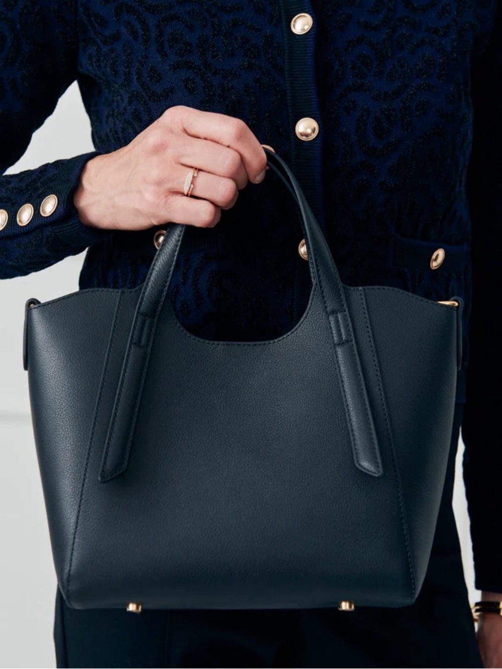 J. McLaughlin Black Leather Tote Bag